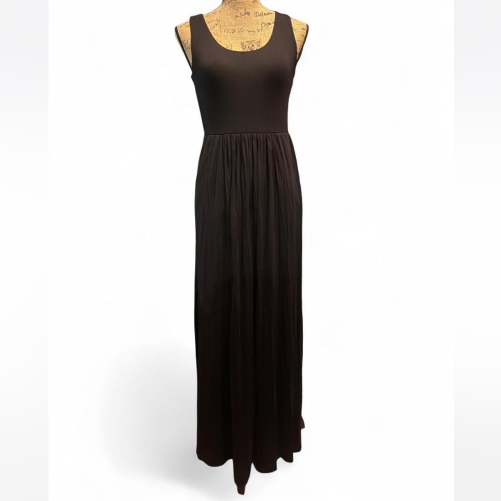 Cynthia Rowley Black Maxi Dress Sleeveless Minimalist Pocket Flowy Goth Small
